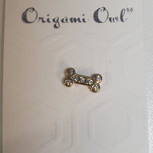 Origami Owl - Brand New Gold Bone Charm with Swarovski Crystals